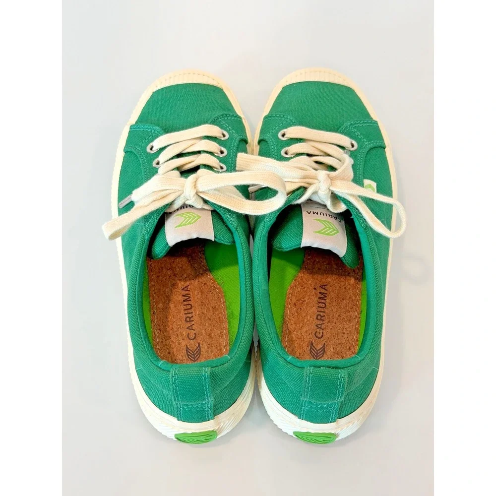 Cariuma Low Top Sneakers Women's 6.5 Green Sustainable Canvas Casual Streetwear